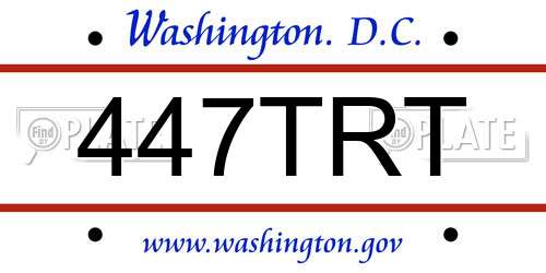 447TRT District Of Columbia License Plate