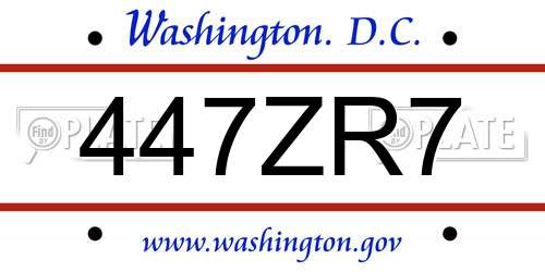 447ZR7 District Of Columbia License Plate