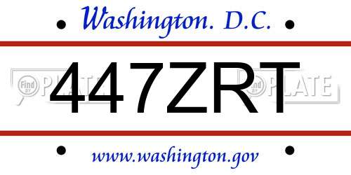 447ZRT District Of Columbia License Plate