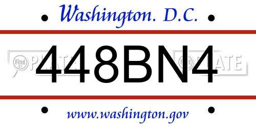 448BN4 District Of Columbia License Plate