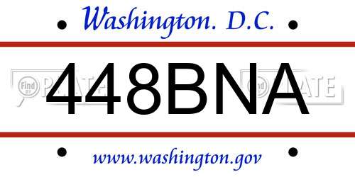 448BNA District Of Columbia License Plate
