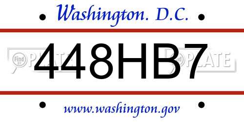 448HB7 District Of Columbia License Plate