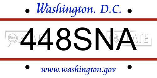448SNA District Of Columbia License Plate
