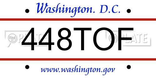 448TOF District Of Columbia License Plate