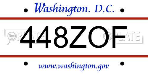 448ZOF District Of Columbia License Plate