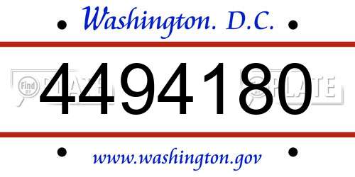 4494180 District Of Columbia License Plate