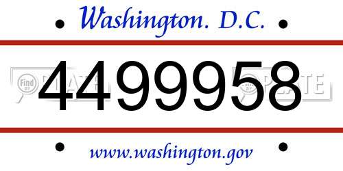 4499958 District Of Columbia License Plate