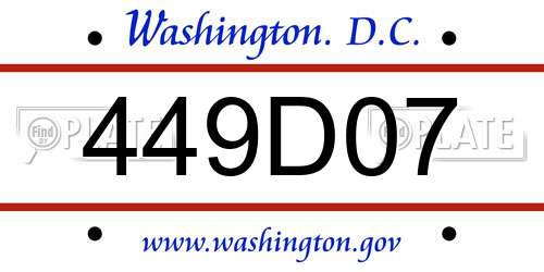 449D07 District Of Columbia License Plate
