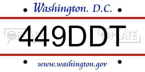 449DDT District Of Columbia License Plate