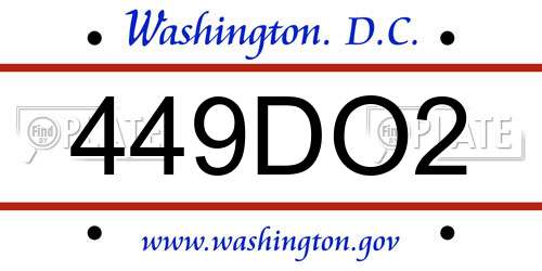 449DO2 District Of Columbia License Plate
