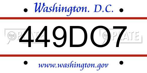 449DO7 District Of Columbia License Plate