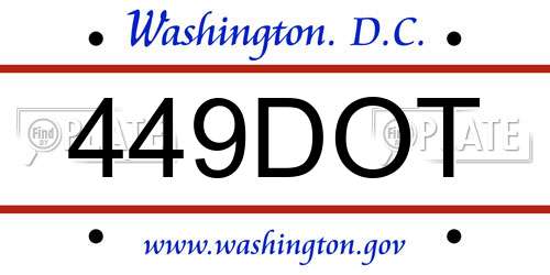 449DOT District Of Columbia License Plate