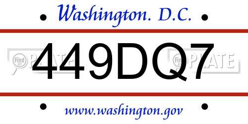 449DQ7 District Of Columbia License Plate