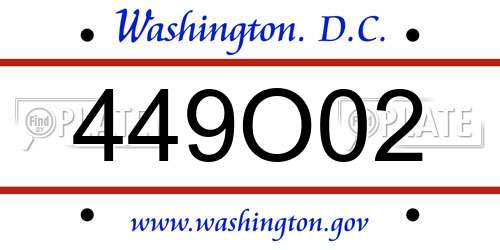 449O02 District Of Columbia License Plate