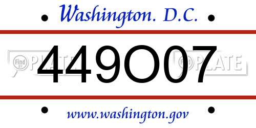 449O07 District Of Columbia License Plate