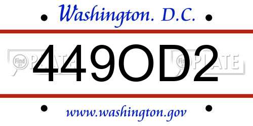 449OD2 District Of Columbia License Plate