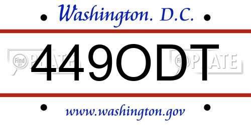 449ODT District Of Columbia License Plate