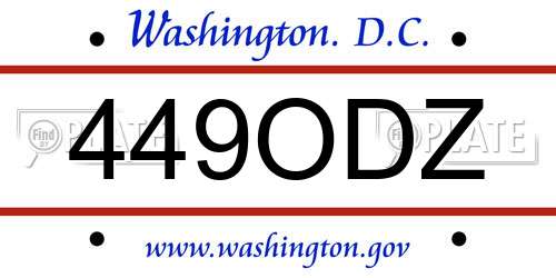 449ODZ District Of Columbia License Plate