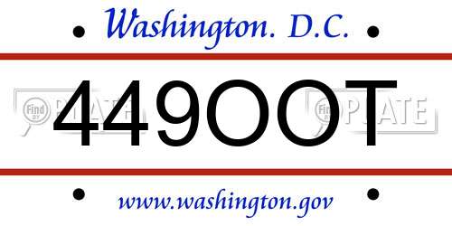 449OOT District Of Columbia License Plate