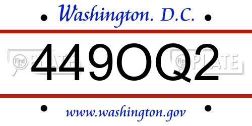 449OQ2 District Of Columbia License Plate