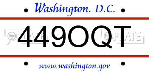 449OQT District Of Columbia License Plate