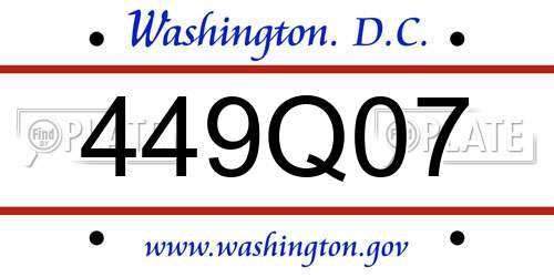 449Q07 District Of Columbia License Plate