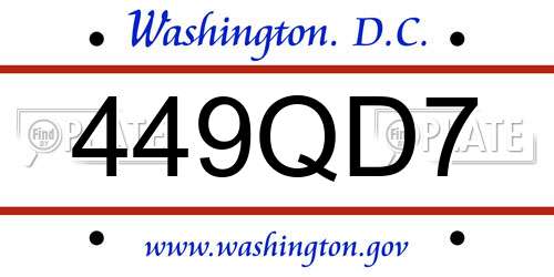 449QD7 District Of Columbia License Plate