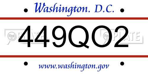 449QO2 District Of Columbia License Plate