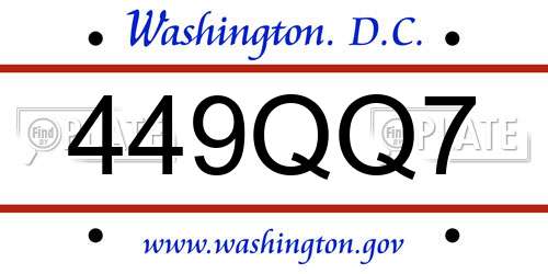 449QQ7 District Of Columbia License Plate