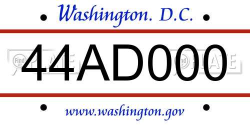 44AD000 District Of Columbia License Plate
