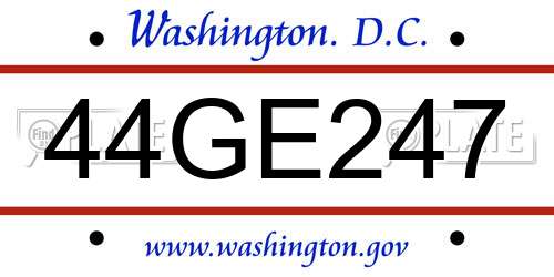44GE247 District Of Columbia License Plate