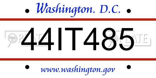 44IT485 District Of Columbia License Plate