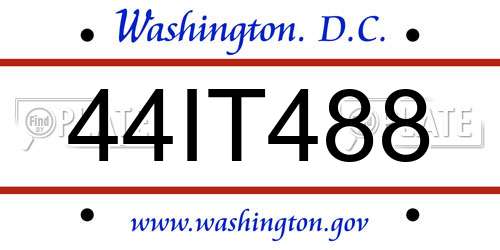 44IT488 District Of Columbia License Plate