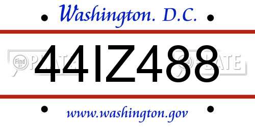 44IZ488 District Of Columbia License Plate