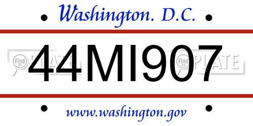44MI907 District Of Columbia License Plate