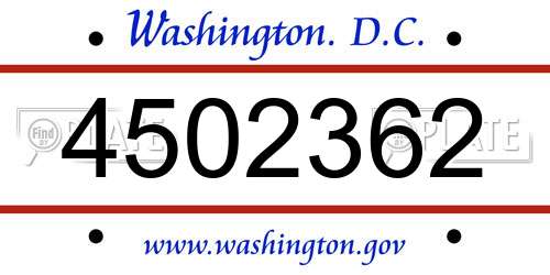 4502362 District Of Columbia License Plate