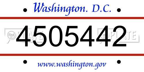 4505442 District Of Columbia License Plate