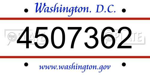 4507362 District Of Columbia License Plate