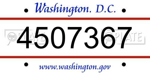 4507367 District Of Columbia License Plate