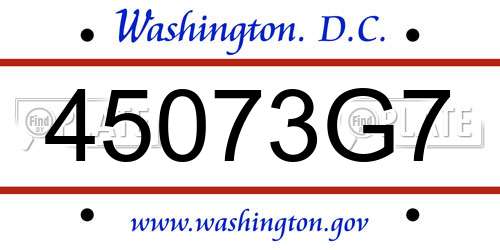 45073G7 District Of Columbia License Plate