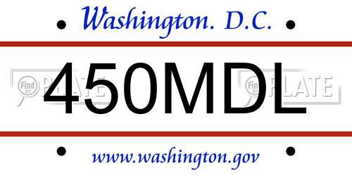 450MDL District Of Columbia License Plate