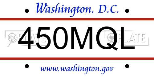 450MQL District Of Columbia License Plate