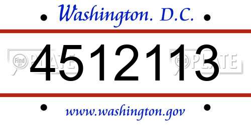 4512113 District Of Columbia License Plate