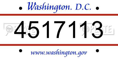 4517113 District Of Columbia License Plate