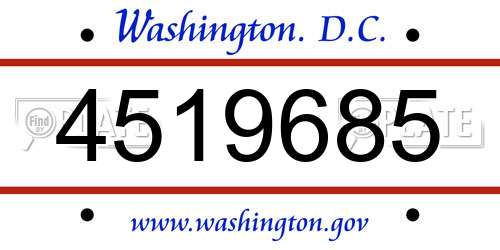 4519685 District Of Columbia License Plate