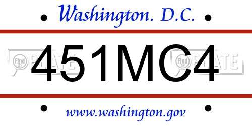 451MC4 District Of Columbia License Plate