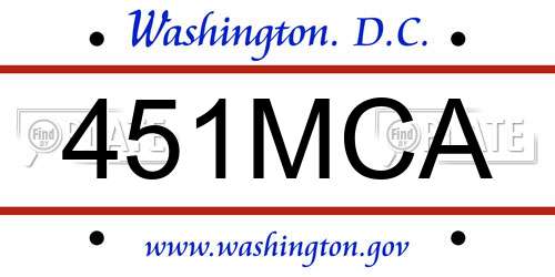 451MCA District Of Columbia License Plate
