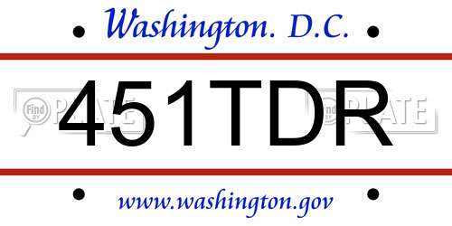451TDR District Of Columbia License Plate