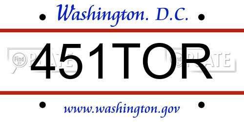 451TOR District Of Columbia License Plate