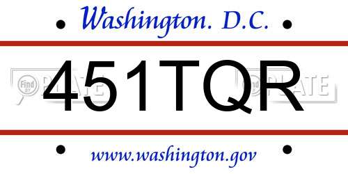 451TQR District Of Columbia License Plate
